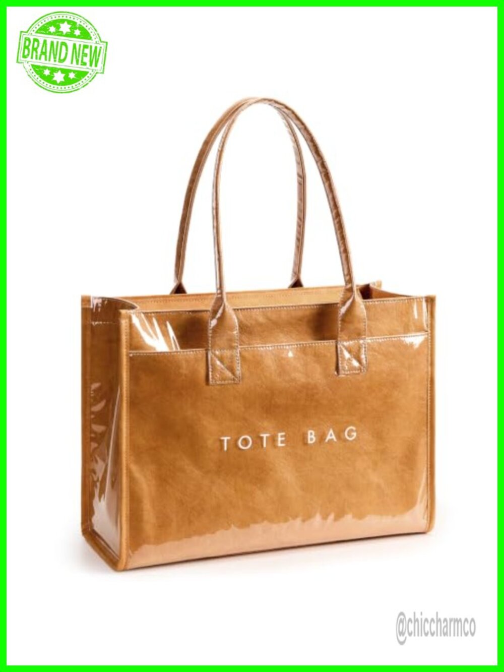 KALIDI PVC Kraft Paper Tote Bag Women's Large Laptop Shoulder Handbag
